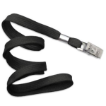 Non-Breakaway Lanyard with Bulldog Clip, Black 50308